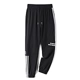 Vsadsau Outdoor Casual Loose Sweatpants Men's Drawstring Pocket Jogging Pants Polyester Casual Trousers Black XL