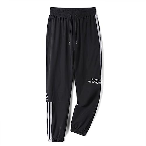 Vsadsau Outdoor Casual Loose Sweatpants Men's Drawstring Pocket Jogging Pants Polyester Casual Trousers Black XL