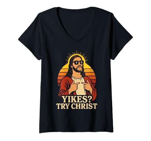 Mujer Ay? Prueba Cristo Cool Jesus Meme Divertido Cristiano Camiseta Cuello V
