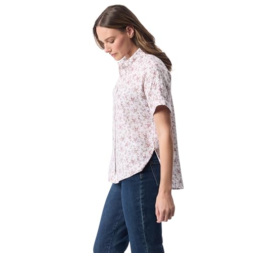 Image of Gloria Vanderbilt Women's Daisy Short Sleeve High-Low Button Down Shirt Standard