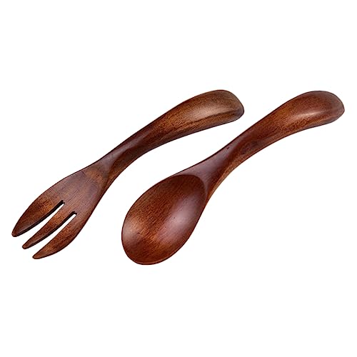 BESTonZON Elegant Wooden Fork Spoon Set Lightweight and Safe for Boys and Girls Daily Dinnerware