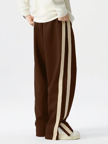 Maniac Mens Colorblock Side Tap Brown and Beige Color Baggy Fit Pant for Men - Casual Gym & Street Wear - Image 4
