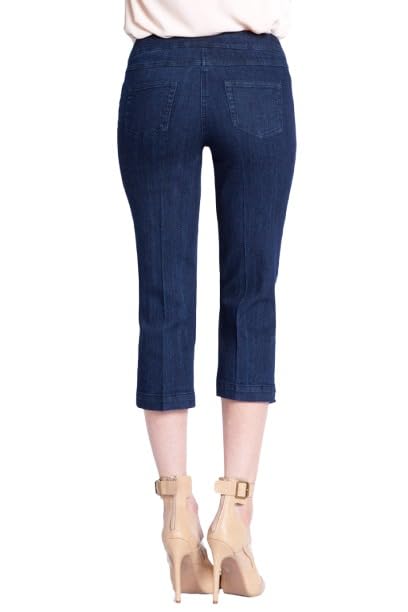 SLIM-SATION Women's Standard Wide Band Pull on Straight Leg Capri with Tummy Control3