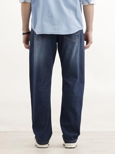Image of WROGN Men's Anti Fit Jeans | 100% Cotton | Solid | Relaxed Casual Denim