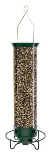 Outdoor Spinning Squirrel Proof Bird Feeder - Hanging Rotatable Metal Bottom 4.5 Lb Seed Holder for Garden Balcony Lawn