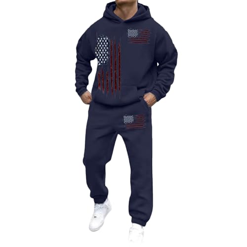 Ensemble décontracté bleu marine homme sweat à capuche imprimé 3D anti-déformation S