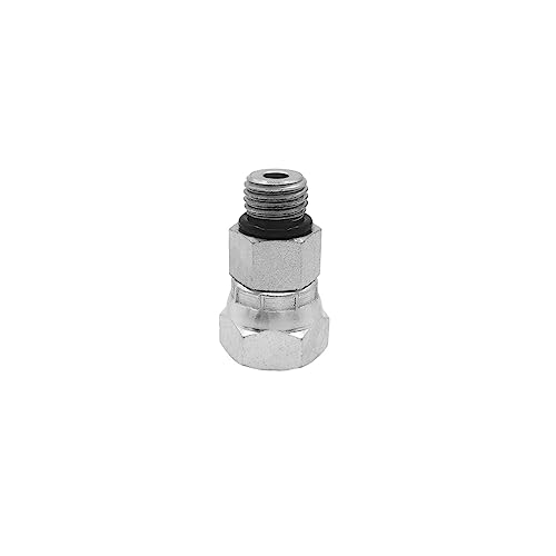 Image of (2-PACK) 6900-04-04-O Hydraulic Hose Adapter Fitting 1 /4 inch Male O-Ring Boss (7 /16 inch-20UNF)x1 /4 inch NPSM Female Pipe Swivel (1 /4 inch-18NPSM) SAE Straight Pipe Joints Tube Connector Carbon Steel