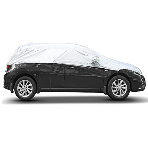 Image of Blueshyhall Car Cover Waterproof All Weather, Half Exterior Cover Outdoor Snow Sun UV Protection, Universal Fit for Hatchback