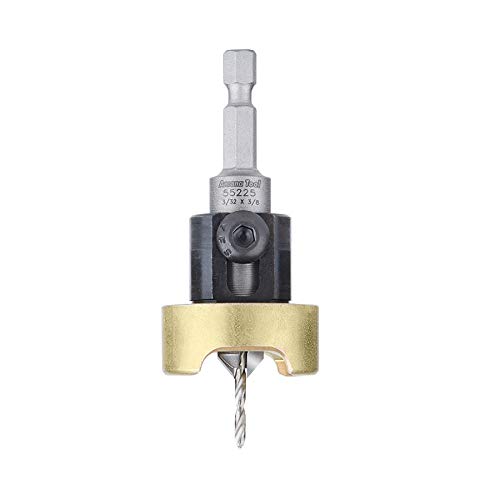 Amana Tool 55226 Hartmetallbestückter Kegelsenker ohne Verbrennen und keine Beschädigung verstellbarer Tiefenanschlag mit drucksicherem BB 3/8 D x 3/32 Bohrer D x 1/4 Zoll Schnellspanner Hex SHK Cover