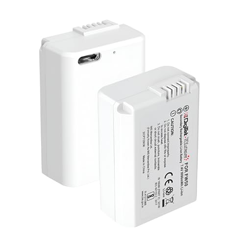 Image of Digitek Platinum (NP-FW50 Type C) 2100mAh Extra Power Li-ion Battery with Type-C Charging, for Sony Alpha A6000, A6100, A6300, A6400, A6500, A7 Series, A7R, A7S, A7 II, RX10, RX10 II, RX10 III