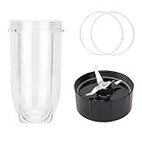 QUIENKITCH Magic Bullet Replacement Cups, 16OZ Cups & Cross Blade & Gaskets 4PCS/SET Replacement Parts FOR 250W Magic Bullet Blender Juicer/Mixer MB1001 Accessories
