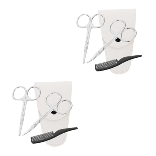 CALLARON 8 Pcs Professional Scissors Beard Trimming Scissors Set Nose Hair Trimmer Small Facial Hair Stainless Steel Barber Shop Tool Diy Salons