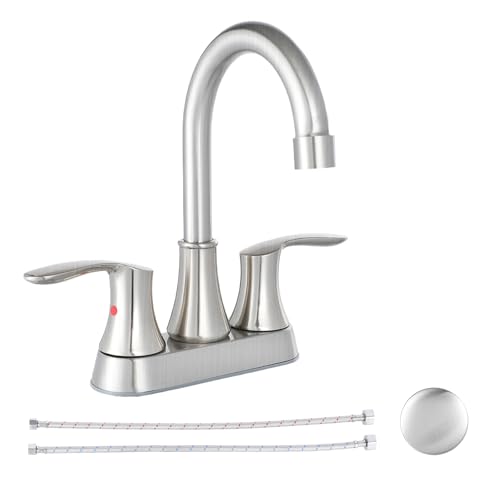 Friho Brushed Nickel Bathroom Faucet, Centerset Lead-Free Modern Commercial 2-Handle RV Bathroom...