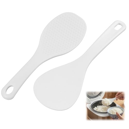 Set de 2 Cuillères à Riz Anti Adhésives, Grande et Petite Pelle à Riz en Plastique pour Cuiseur à Riz,Ustensile de Cuisine Moderne, Facile à Nettoyer