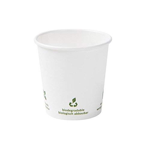 BIOZOYG 1000x bicchierini caffè 100 ml / 4 oz, Ø 62 mm bianco con icone ambientali - bicchieri carta senza plastica e con materiali sostenibili - bicchierini caffe carta
