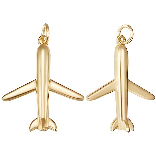 Beebeecraft 1 Box 8Pcs Airplane Charms 18K Gold Plated Aircraft Pendants Charms with Jump Rings for DIY Jewellery Gift Bracelets Necklaces Making