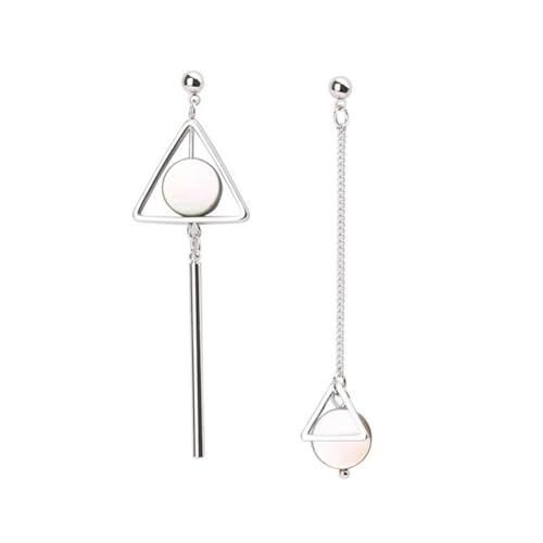 Asymmetric Earrings Geometric Triangle Long Bar Stick Chain Tassel Dangle Earrings for Women Pearl Shell Round Disc Fringe Drop Earring Fashion Jewelry