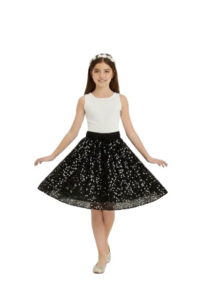 Girls Black Shining Skirt-picture-40