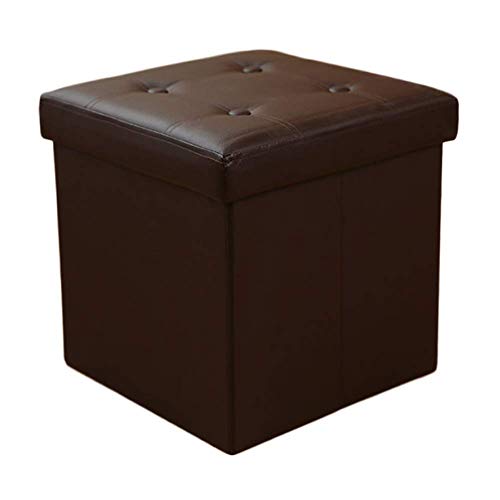 Pouf de Rangement en Similicuir Marron aux finitions soignées