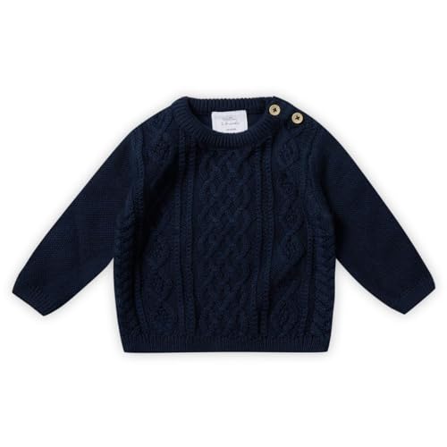 Stellou & friends 100% Cotton Unisex Cable Knit Sweater for Babies and Children Ages 0-6 Years