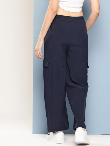 Image of Aarika Womens Casual Wear Black Colour Solid Crep Cargo Pant