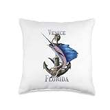 Venice Florida Swordfish Marlin Ocean Fishing Throw Pillow
