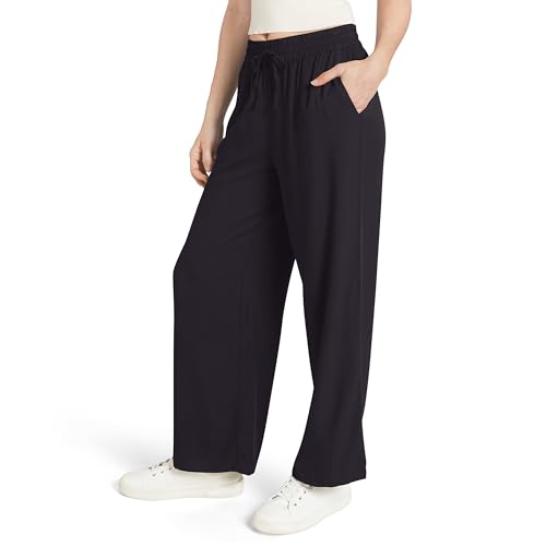 Billabong Womens Premium Quality Rayon High Waisted Wide Leg Beach Pants Black Sands Small