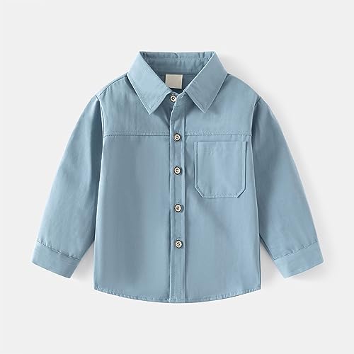 Toddler Button-Down Long Sleeve Coats Open Front Collar Plain Coats Kids Boys Girls Fall Casual Jacket Tops Set 52