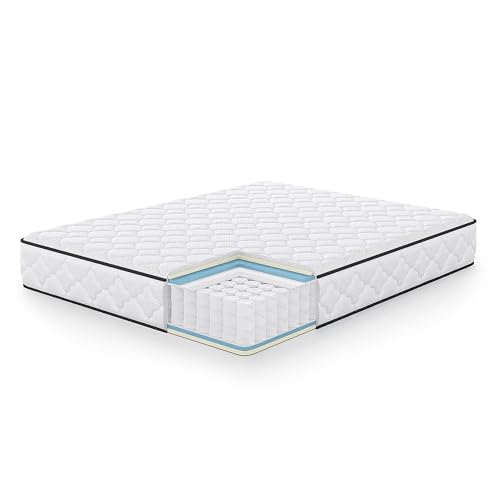 AKORD Colchón Queen Size 160x200 cm, Muelles Ensacados 7 Zonas, Dureza H3 Media, Altura 24 cm, Colchón Cama Matrimonio 11 Capas Reversible, Protector Incluido, Certificado Oeko-Tex®, 29,4kg