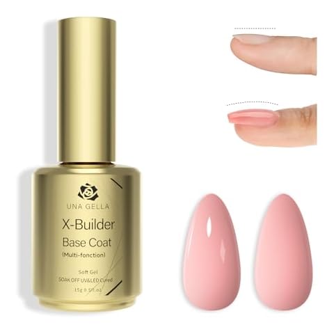 UNA GELLA Builder Gel for Nails, 6 in 1 Builder Gel in a Bottle for Pink Gel Nail Polish, Base Coat, Nail Thickening, Nail Strengthener Nail Extension Hard Gel U V/LED Lamp Cured Cover
