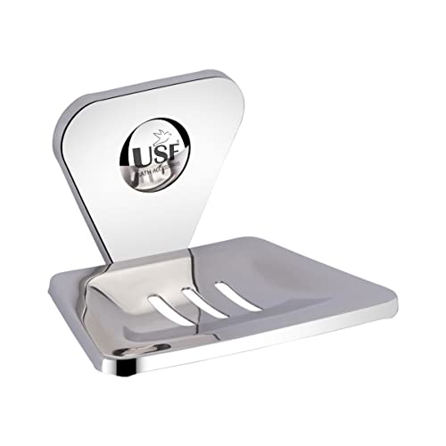 Image of USF Bath Accessories Stainless Steel Folding Towel Rack with Towel Hanger Rod, Soap Dish, Tumbler Holder, Napkin Ring, Towel Robe Hook Bathroom Accessories Combo Set of 6 Pcs