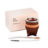 TheBmate [Cinta Pampa Mate Premium Set] Yerba Mate Crafted Ceramic Teacup - Leather Wrapped Handmade