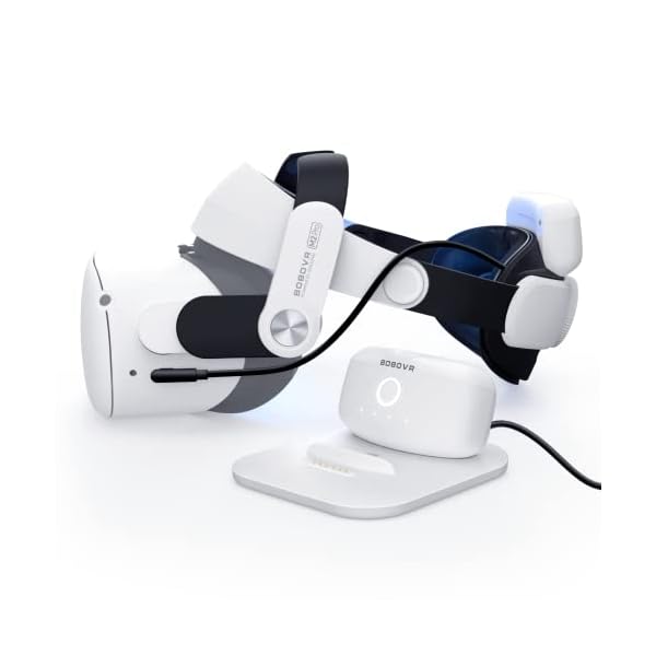 BOBOVR M2 Pro Battery Pack Head Strap + Twin Charger Station/Dock Comb, 2 Battery Packs Cycle alternately, Including…