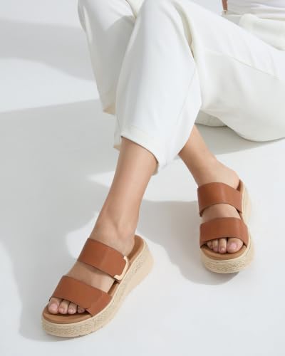 Image of UBFEN Womens Platform Wedge Sandals Orthopedic Arch Support | Espadrille Slides, Comfortable Cushioned, Dressy for Summer Walking, Beach Vacation