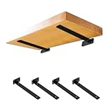 HXRUAOS 【Clearance】 12 Inch Heavy Duty Shelf Brackets (4-Pack), Black Steel Floating Shelf Supports, Easy Installation Metal L Brackets for Wall Shelves, DIY Home & Office Organization (Black)