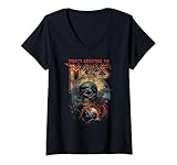 Womens 30 Seconds to Mars Vintage Skull With Earth Distressed Style V-Neck T-Shirt
