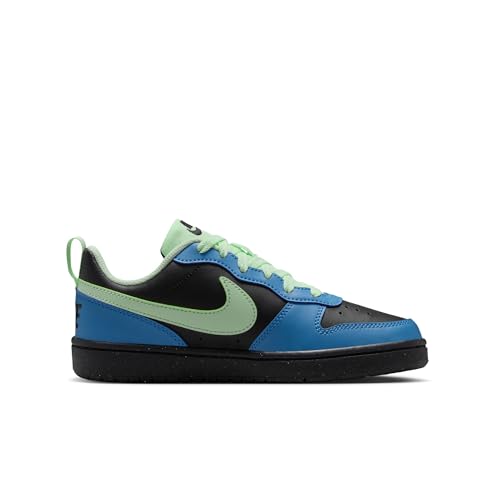 Image of Nike Unisex Court Borough Low Recraft (Gs) Black /Volt Tint-Dutch Blue-Phantom Basketball Shoes 3 UK