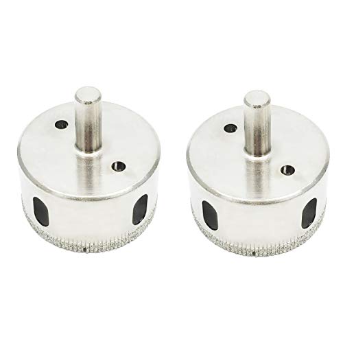 COMOK 2Pcs Diamond Drill Bits Hole Saw Drill Bits Hollow Extractor Remover Set Tools, Diamond Coating, Carbon Steel for Glass, Ceramics, Porcelain, Ceramic Tile etc, Marble (55mm)