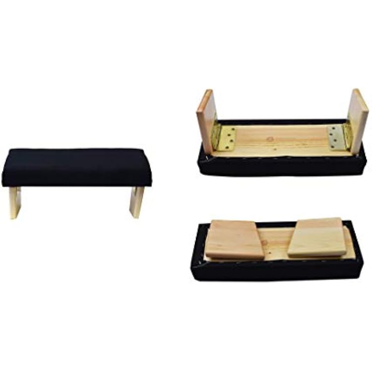 Mudra Crafts Black Foldable Meditation Chair - Yoga Zen Meditation Bench Kneeling Stool - Wooden Meditation Stool with Cushion - Prayer Kneeler Seiza Meditation Seat