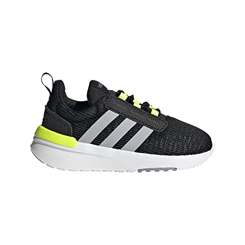 adidas Tênis de corrida unissex infantil Racer TR21, Preto/halo prata/amarelo solar, 5 Toddler