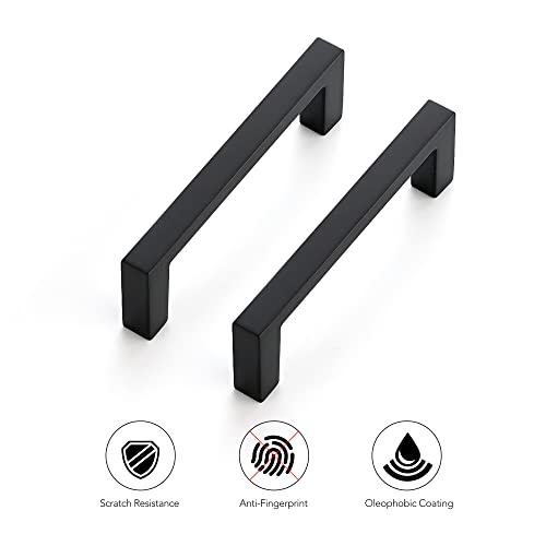 Image of Ravinte 5 Pack Matte Black Cabinet Pulls, 3 Inch (76mm) Hole Center Slim Kitchen Handles, Square Drawer Pulls for Cabinets & Cupboards, Hardware