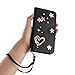 Ymyhyuxi Wallet Case for Oppo Reno 15 Pro mini 5G, Leather Flip Cover with Pearl Heart and Flower Design Cover, Card Slots and Photo Pocket, Magnetic Closure with Wrist Strap Black.