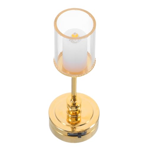 TOYANDONA Dollhouse Miniature Table Lamp – 1:12 Scale Glass Dome Candle-Style Light, Battery Operated Decorative Dollhouse Lighting for Indoor...