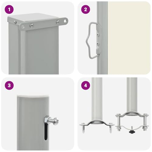 Store latéral haut de gamme en polyester crème avec fixation fer robuste - 8