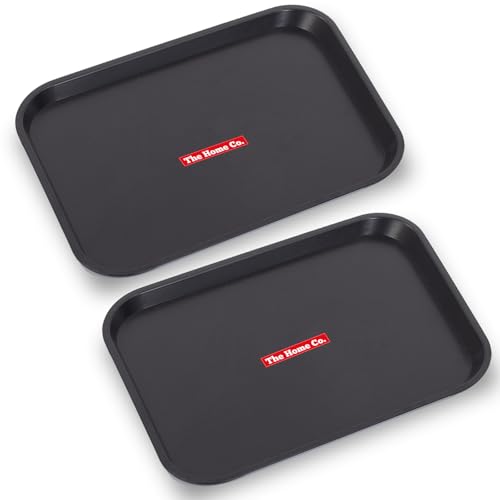 Image of The Home Co. Dish Drainer Basket Plastic Rectangular Tray to Collect Water | Fast Food Tray, Platter Serving Tray for Breakfast, 35X45 cm (Black) (2)