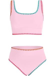Blibean Zweiteiliges Mädchen-Bikini-Set Rosa
