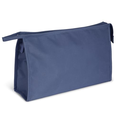 Grande Trousse De Toilette Textile Imperméable | Pochette Cosmétique De Voyage (Bleu Marine)