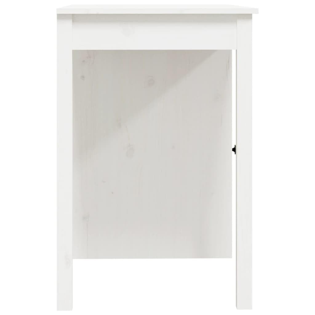 Escritorio blanco 100 x 50 x 75 cm de madera maciza de pino con cajón y armario, amplia superficie de trabajo para ordenador y libros, ideal como mesa de ordenador o mesa de trabajo