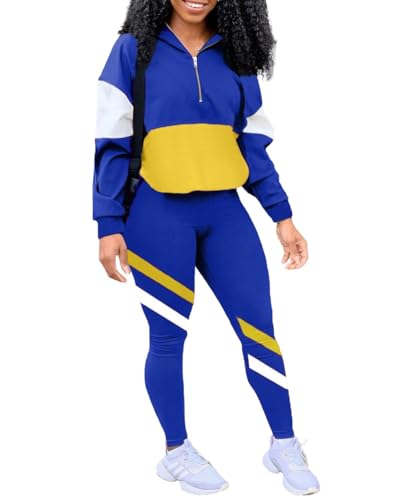 EOSIEDUR Women's Two Piece Outfits Zip Top Jacket and Elastic Waistband Pant Women Sweatsuit Tracksuit Sets