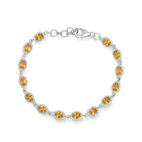 Bracelet rivière argent 925 citrine ovale bijou femme fait main